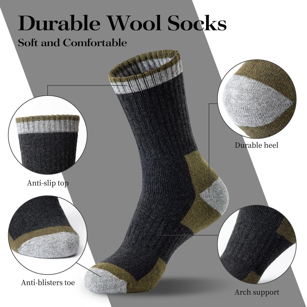 SIMIYA 5 Pairs Merino Wool Socks Hiking Warm Thermal Thick Sock Size 7-15 🍁 All In One Marketplace Canada