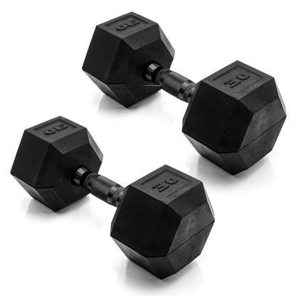 CAP Barbell 30 LB Coated Hex Dumbbell Weight Pair with Black Handle