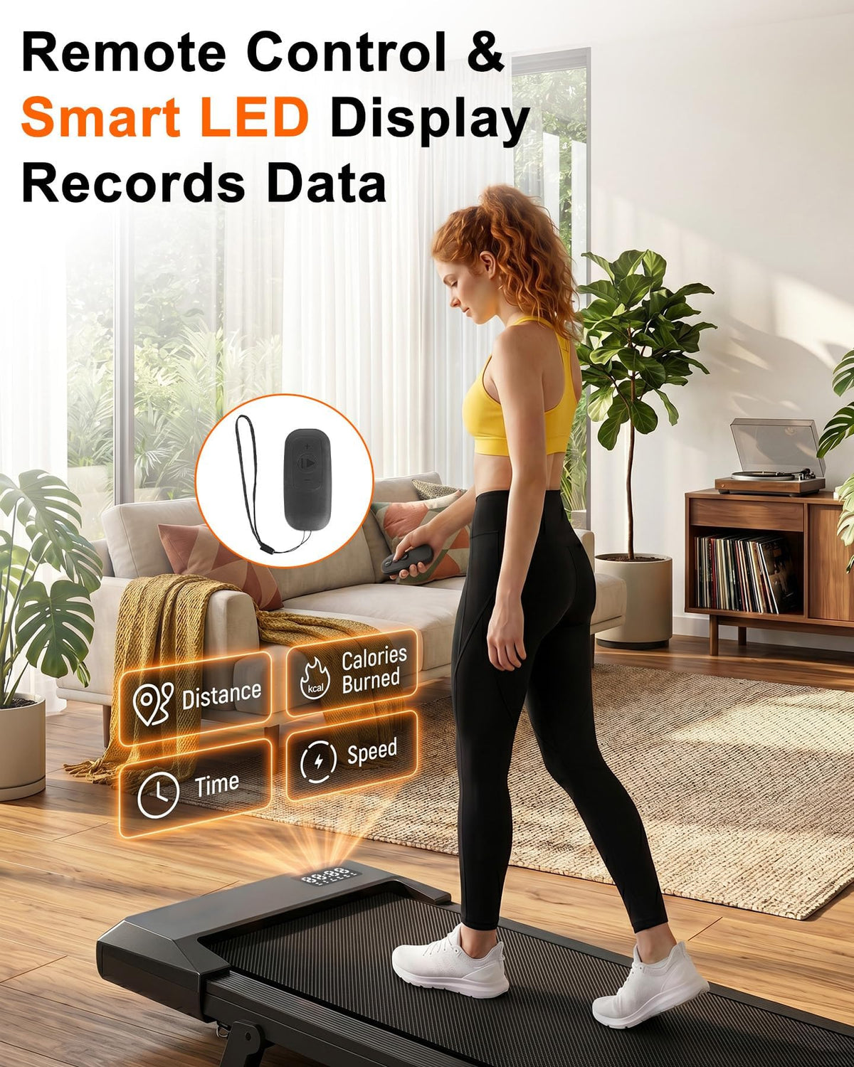 Lacuffy Walking Pad with 6% Incline, No-Assembly Under Desk Treadmill, 2.5 HP Quiet Motor, APP & Remote Control, LED Display, 307 lbs Capacity for Home/Office