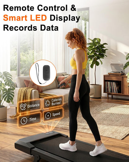 Lacuffy Walking Pad with 6% Incline, No-Assembly Under Desk Treadmill, 2.5 HP Quiet Motor, APP & Remote Control, LED Display, 307 lbs Capacity for Home/Office