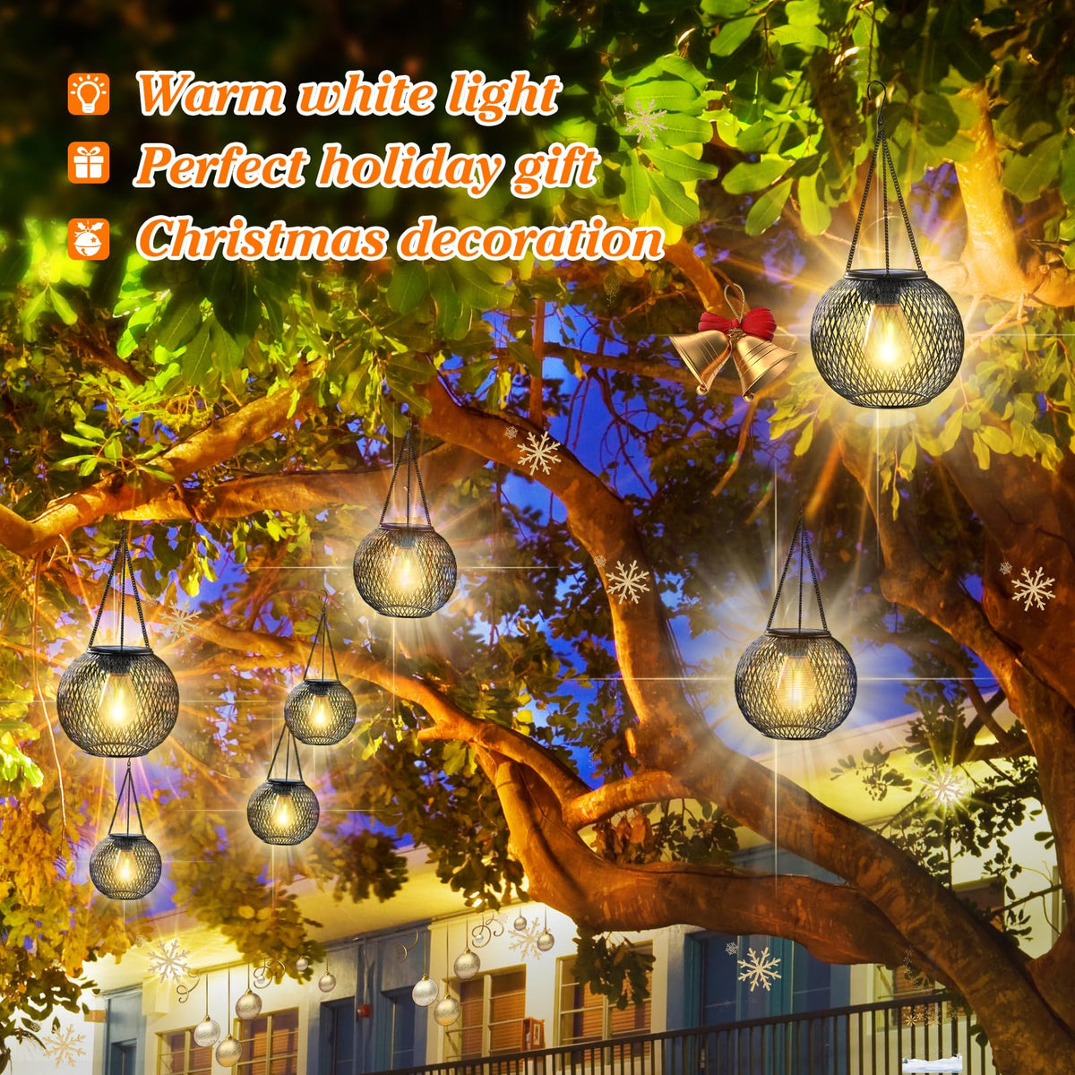 Ortiny Solar Lanterns Outdoor,Hanging Metal Lanterns,2PACK,Black 🍁 All In One Marketplace Canada
