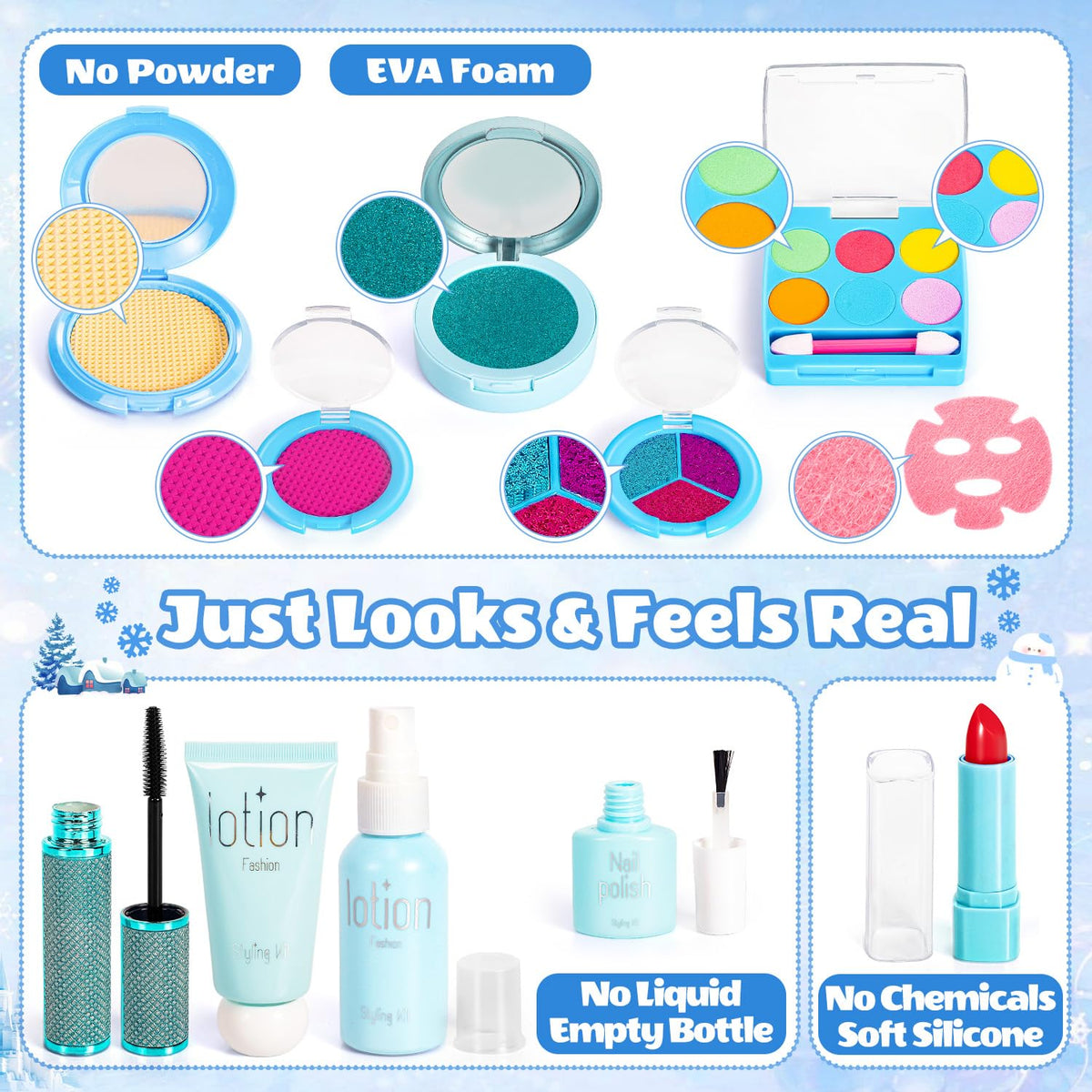 Hohosunlar Frozen Pretend Fake Makeup Kit for Toddlers Girls Toys 3-5 5-8 🍁 All In One Marketplace Canada