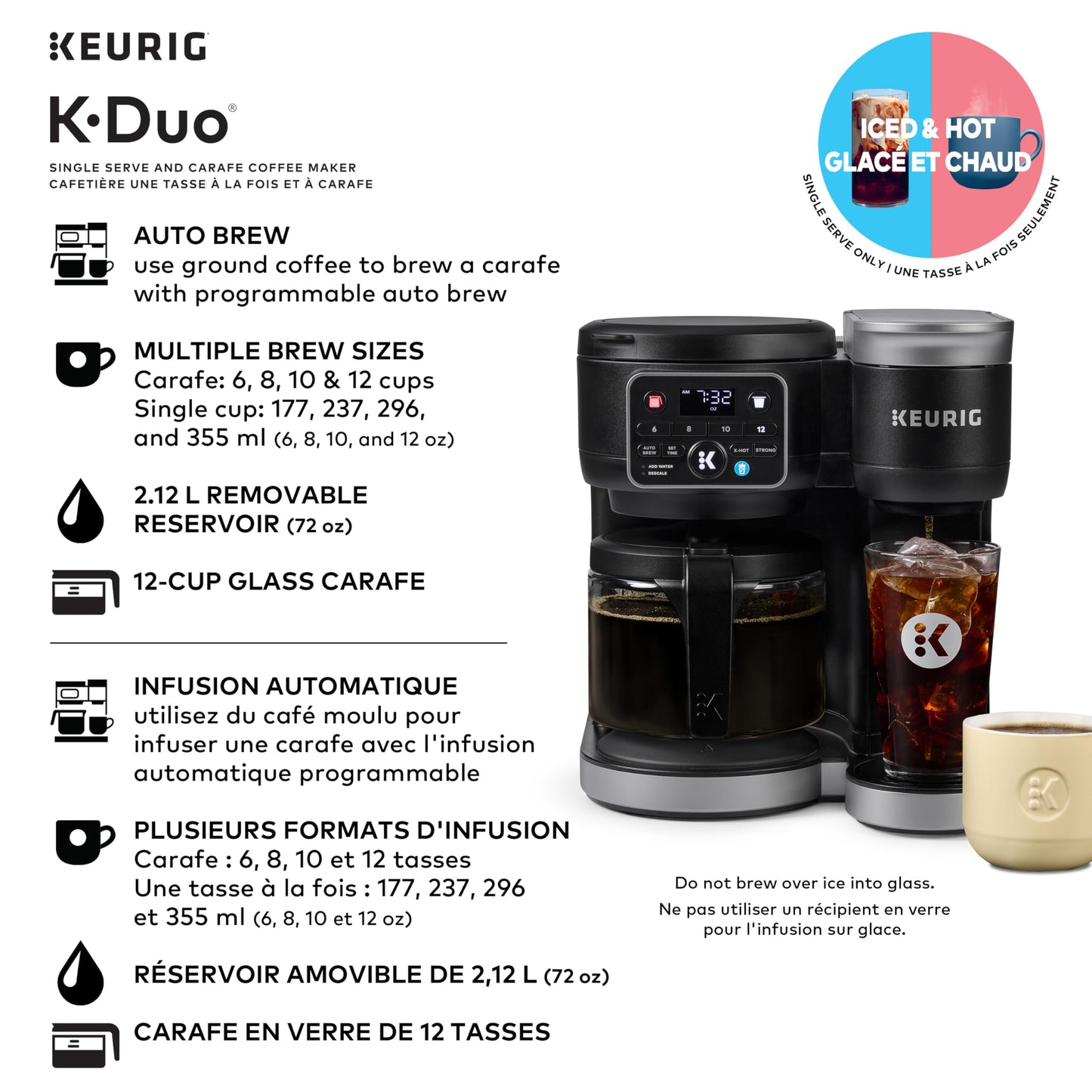 Keurig K-Duo Single Serve K-Cup Pod & Carafe Coffee Maker, Black Keurig