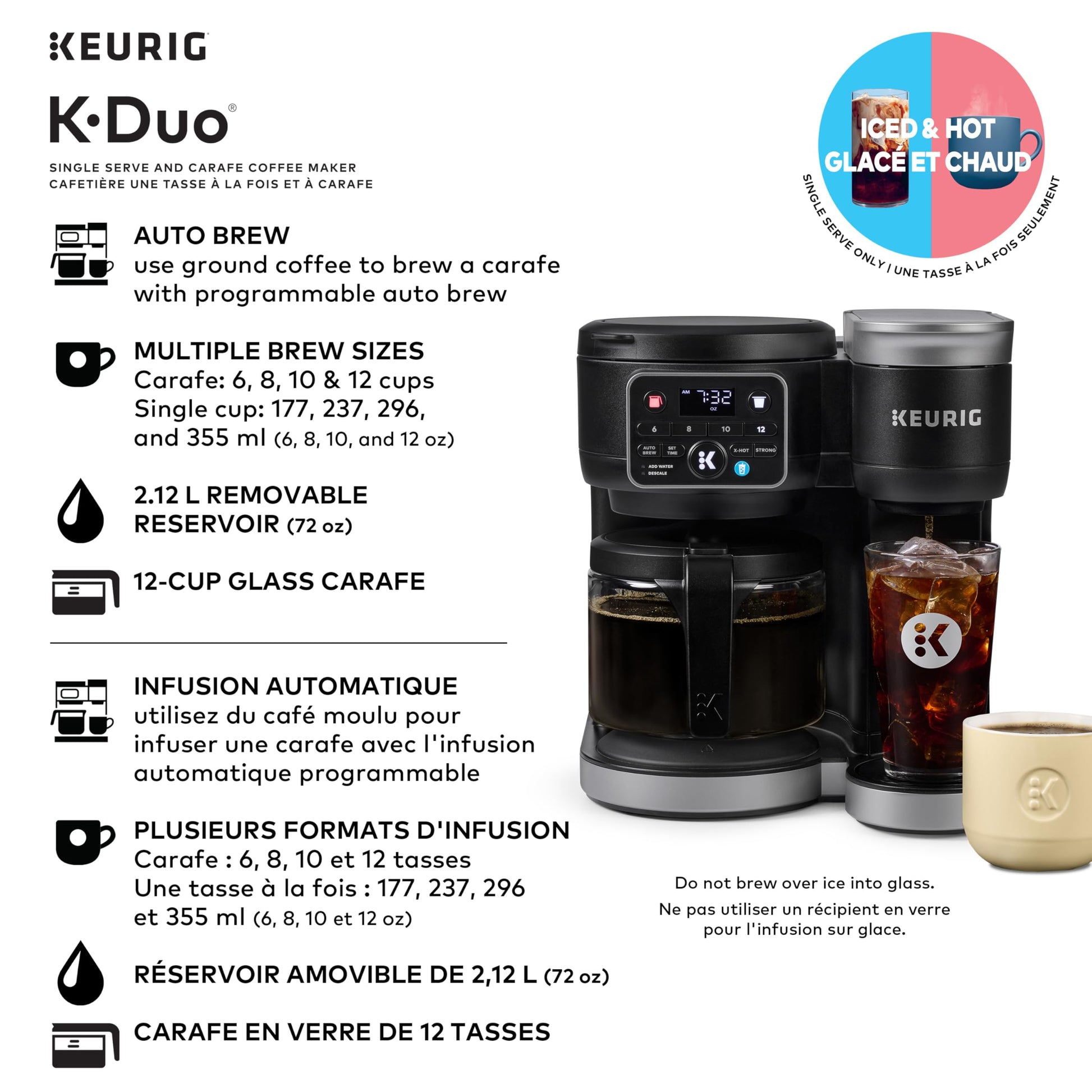 Keurig K-Duo Single Serve K-Cup Pod & Carafe Coffee Maker, Black Keurig