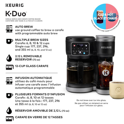 Keurig K-Duo Single Serve K-Cup Pod & Carafe Coffee Maker, Black Keurig