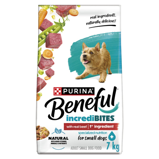 Beneful IncrediBites Dry Dog Food for Small Dogs, Real Beef - 7 kg Bag - Available at All In One Marketplace Canada