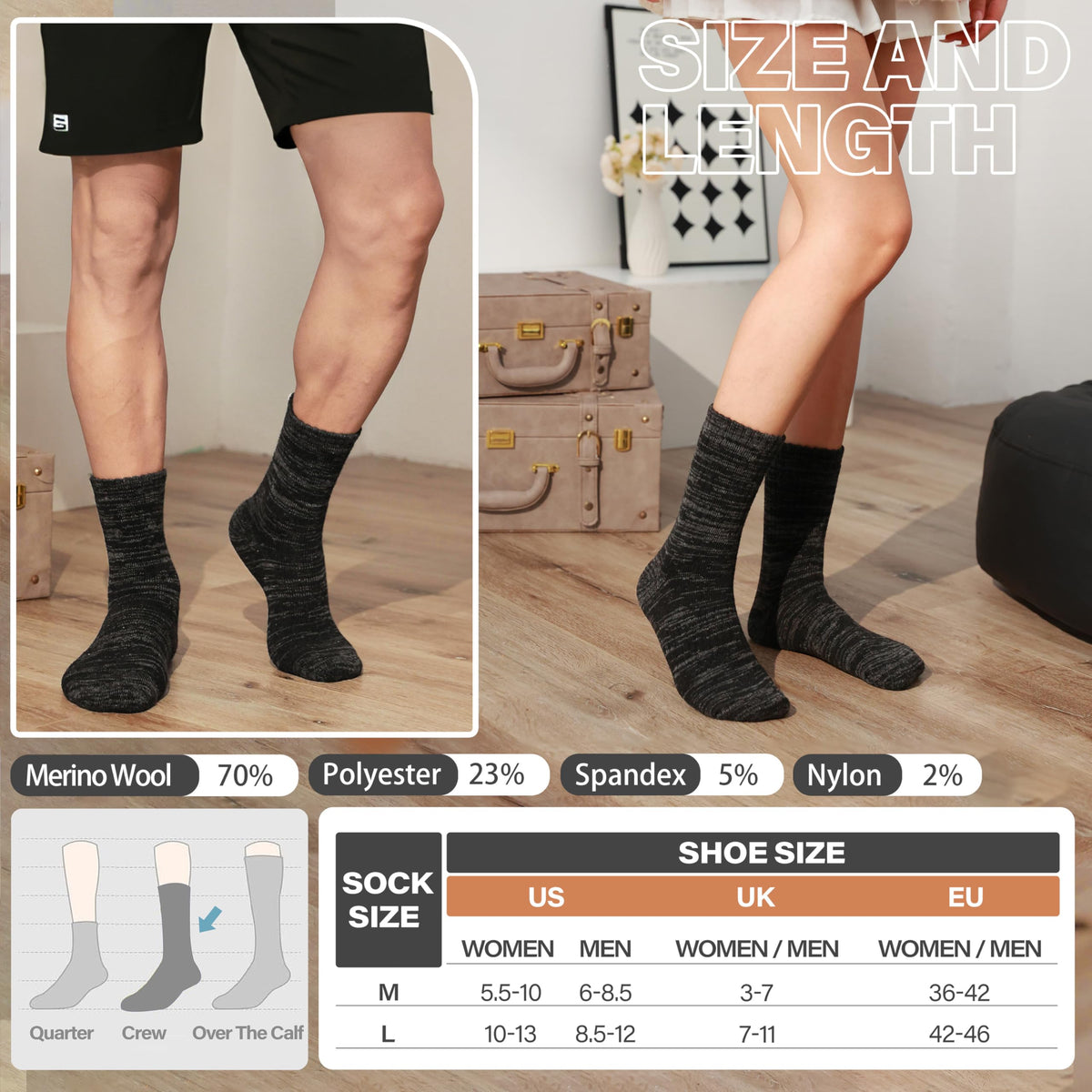 Anlisim Merino Wool Hiking Socks, Boot Crew Work Socks for Women Men 🍁 All In One Marketplace Canada