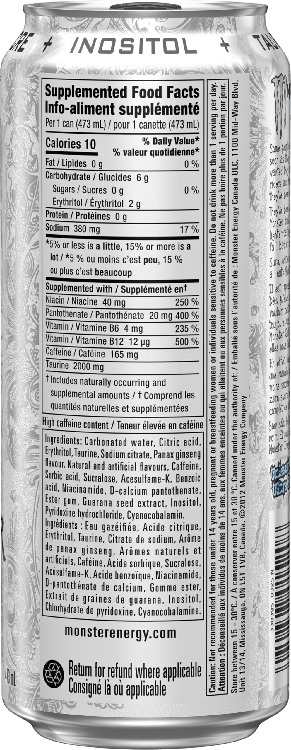 Monster Energy, Zero Ultra, 473mL Cans, Pack of 12