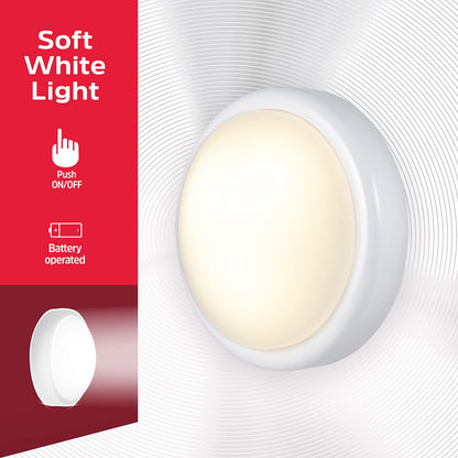 Energizer LED Tap, 4 Pack, Push, Battery Operated, Touch, Stick On Lights, Wireless, Puck, Under Cabinet Lighting, Perfect for Closets, Kitchen and More, 48958-P1