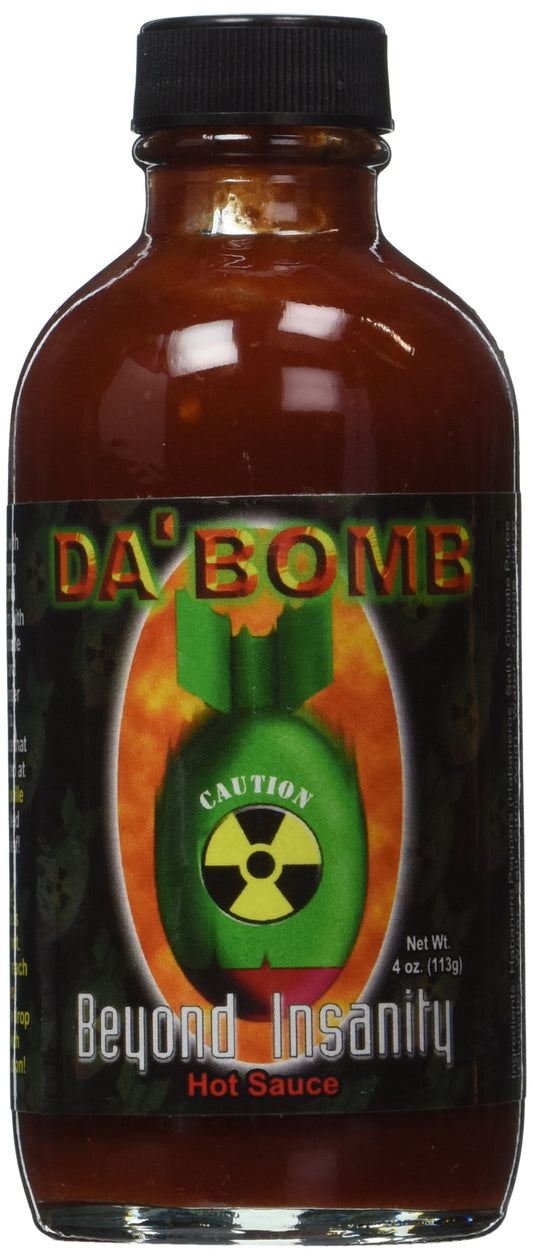 Da'Bomb Beyond Insanity Hot Sauce - 4oz Habanero & Chipotle Pepper Blend, Gluten Free & Keto Friendly