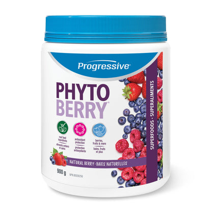 Progressive PhytoBerry Antioxidant Superfood Powder Natural Berry Flavour, Canadian-Made with 40 Fruit Concentrates, Phytonutrients, and Plant Oils for Complete Free-Radical Defence, Vegan, Gluten-Free, and All Natural, 900 g - Available at All In One Marketplace Canada