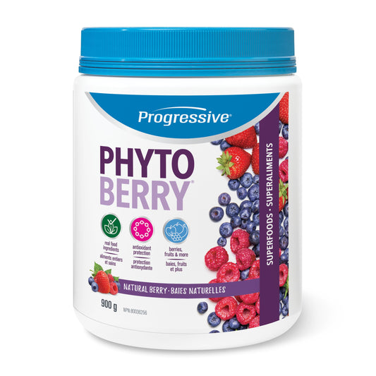 Progressive PhytoBerry Antioxidant Superfood Powder Natural Berry Flavour, Canadian-Made with 40 Fruit Concentrates, Phytonutrients, and Plant Oils for Complete Free-Radical Defence, Vegan, Gluten-Free, and All Natural, 900 g - Available at All In One Marketplace Canada