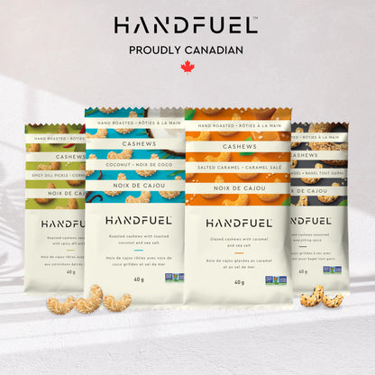 Handfuel 12 Pack Variety Flavoured Cashews, 4 Flavours - 3 x 40g of Each handfuel