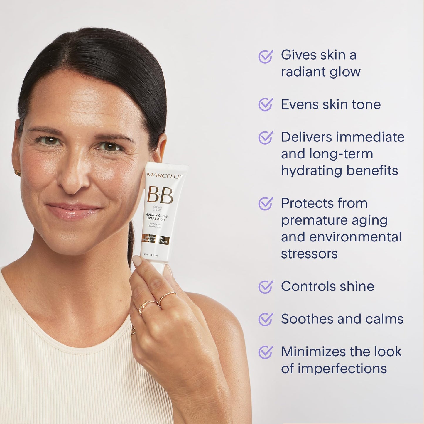 Marcelle BB Cream Golden Glow, Universal Shade, Tinted Moisturizer, Skin Enhancer, Illuminator, Beauty Balm, Non-Comedogenic, Paraben-Free, Oil-Free, Hypoallergenic, Cruelty-Free, 45 mL 🍁 All In One Marketplace Canada