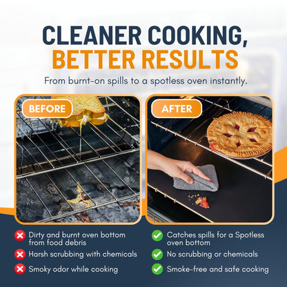 Oven Liners for Bottom of Oven - 2 Pack Large Heavy Duty Mats, 17”x25” Non-Stick Reusable Liner for Electric, Gas, Toasters, Grills - BPA & PFOA Free Kitchen Accessory to Keep It Clean (Black) - Available at All In One Marketplace Canada