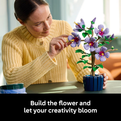 LEGO Botanicals Hibiscus Flower Building Set - Artificial Plant & Flower Building Blocks for Women & Men, Ages 18+ - Home, Office Decor Gift Idea - 10372 LEGO