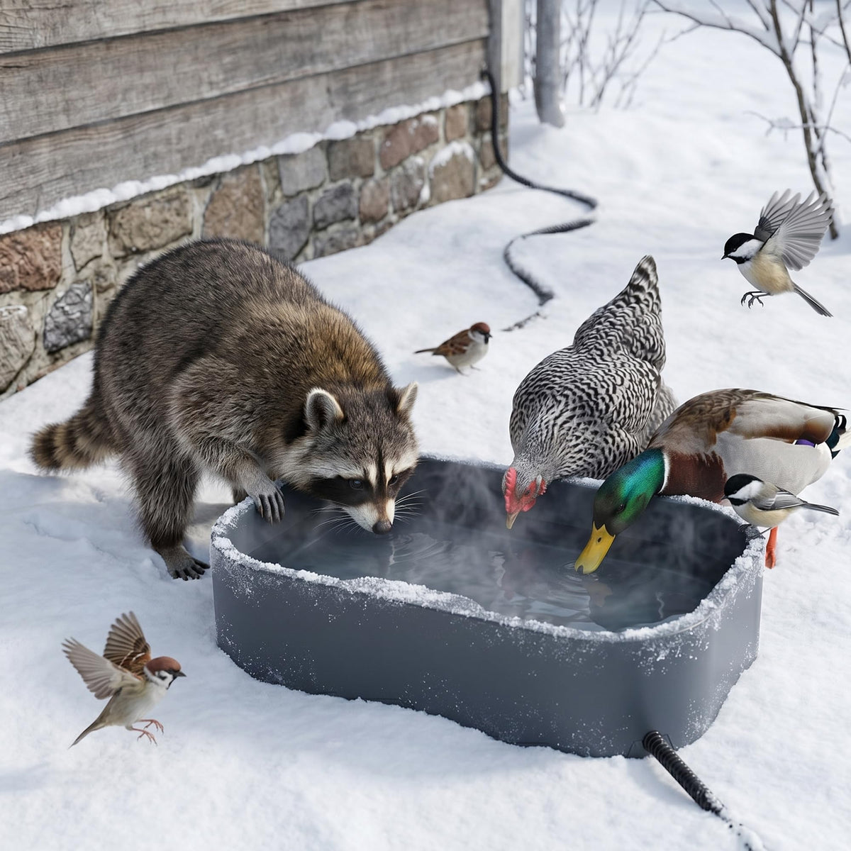 1.45Gal/5.5L Extra Large Pet Heated Water Bowl for Dog Cats Rabbit Chicken Duck Squirrel, Indoor & Outdoor Antifreezing Winter Heated Food & Water Bowl Dish, Thickened Design, BPA-Free, Plug and Play 🍁 All In One Marketplace Canada