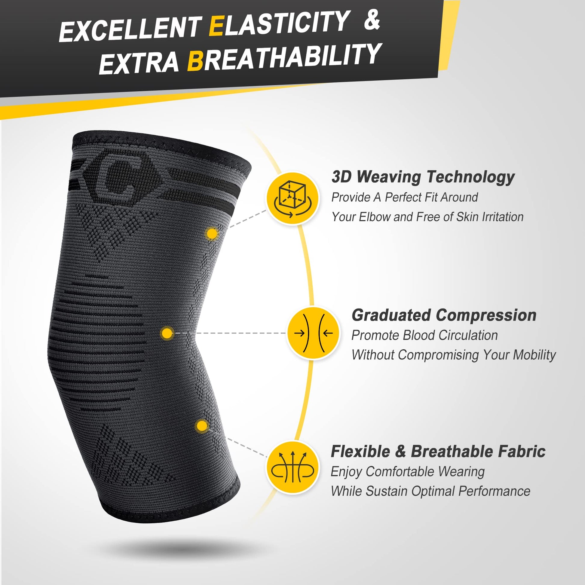 CAMBIVO Elbow Brace for Tendonitis 2 Pack, Tennis Elbow Brace for Men and Women, Elbow Compression Sleeve, Elbow Support for Tennis Elbow, Golf Elbow, Workouts, Weightlifting(Black, Medium) - Available at All In One Marketplace Canada