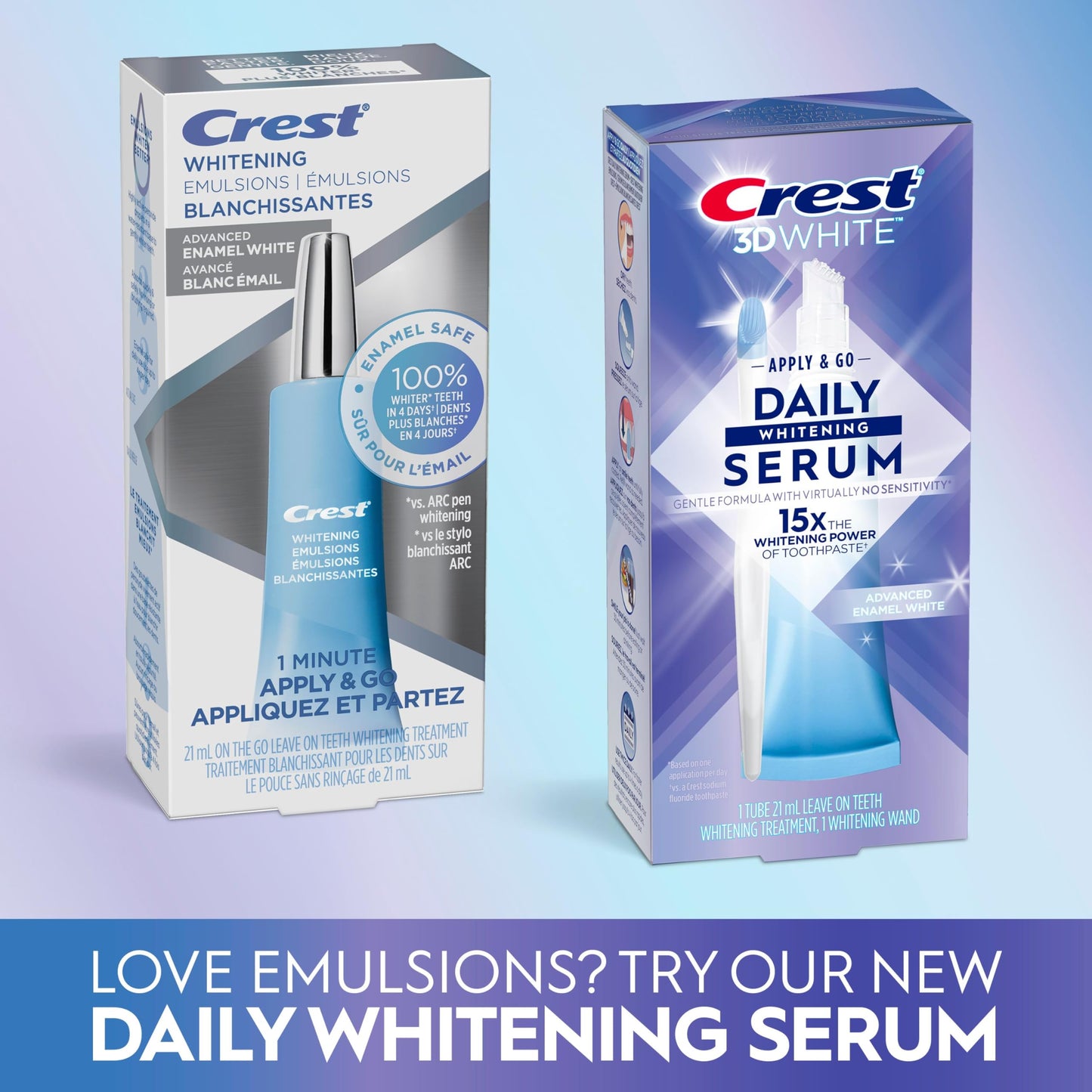 Crest 3D White Daily Whitening Serum Advanced Enamel White, Leave-on Teeth Whitening Treatment, 21 mL Crest