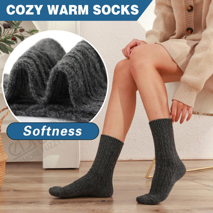 Womens Merino Wool Socks Warm Winter Thermal Hiking Cozy Crew Duty Work Soft Gift Socks for Ladies 5 Pairs Stocking Stuffers for Women Mom(Dark Color Mix) 🍁 All In One Marketplace Canada