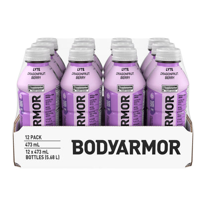 BODYARMOR Lyte Dragonfruit Berry, 473 mL Bottles (12 Pack) – Low-Calorie Sports Hydration Drink with Coconut Water, Potassium-Packed Electrolytes and Antioxidant Vitamins - Available at All In One Marketplace Canada