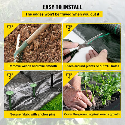 Happybuy 6FT×300FT Weed Barrier Fabric Heavy Duty 2.4OZ, Woven Weed Control High Permeability, Geotextile Fabric for Underlayment, Polyethylene Ground Cover 🍁 All In One Marketplace Canada