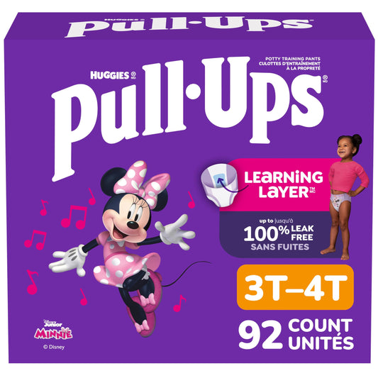 Pull-Ups Girls Potty Training Underwear, Easy Open Toddler Pants 3T-4T (32-40 lbs), Learning Designs for Toddlers, 92 count