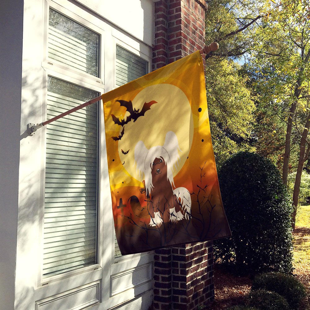 Caroline's Treasures BB4379CHF Halloween Chinese Crested Cream Flag Canvas House Size, Large, Multicolor