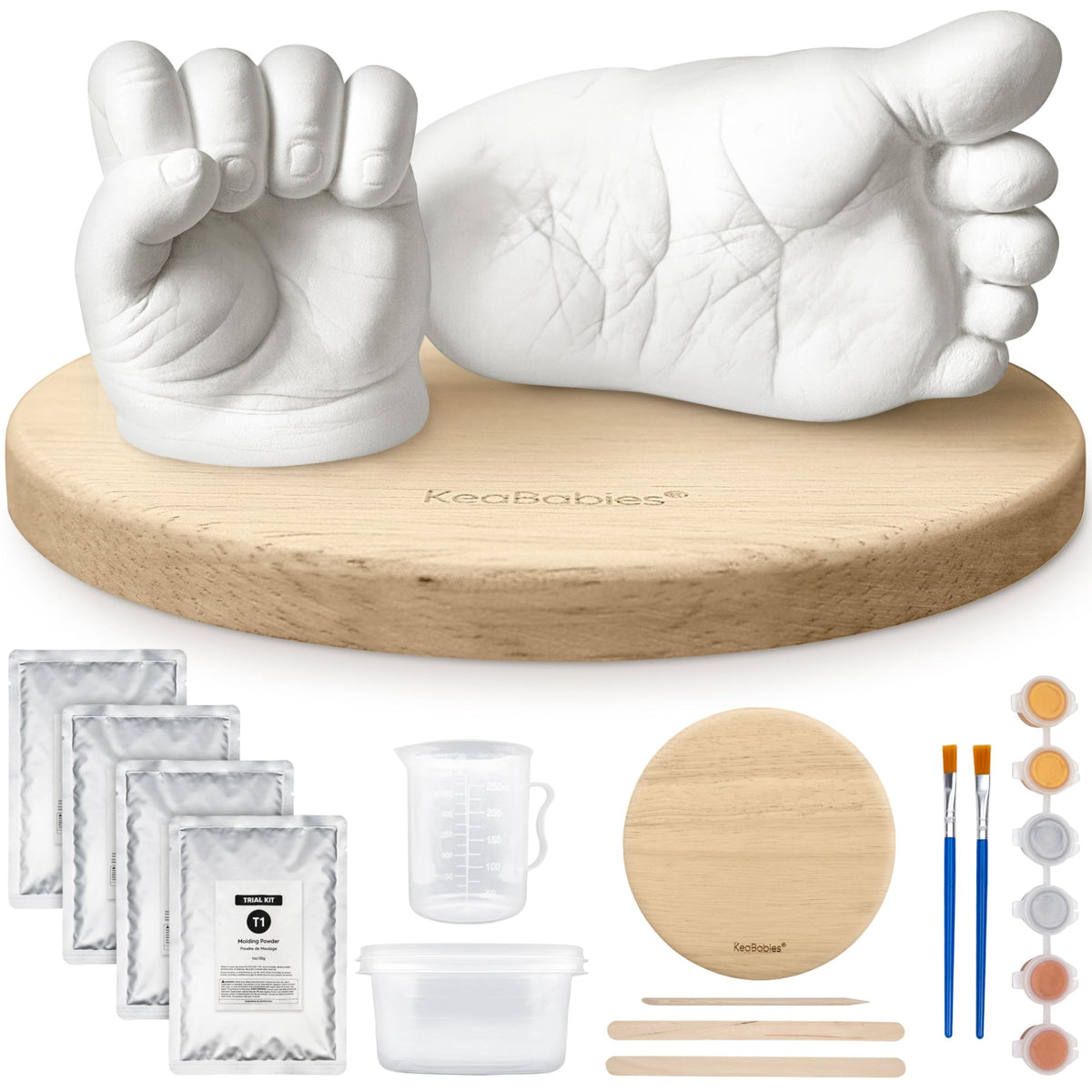 KeaBabies Baby Casting Kit Hands and Feet Mold 3D,Newborn (Round, Ash Wood) 🍁 All In One Marketplace Canada