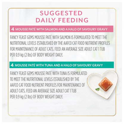Fancy Feast Gems Wet Cat Food, Mousse Pâté Salmon & Tuna 57g (2 Pack x 8)