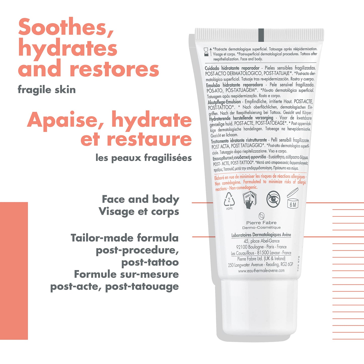 Eau Thermale Avene Cicalfate+ Hydrating Skin Recovery Emulsion, Superficial Dermatological Post-Procedure Skin Restore Emulsion Moisturizer, 40 ml EAU THERMALE AVENE