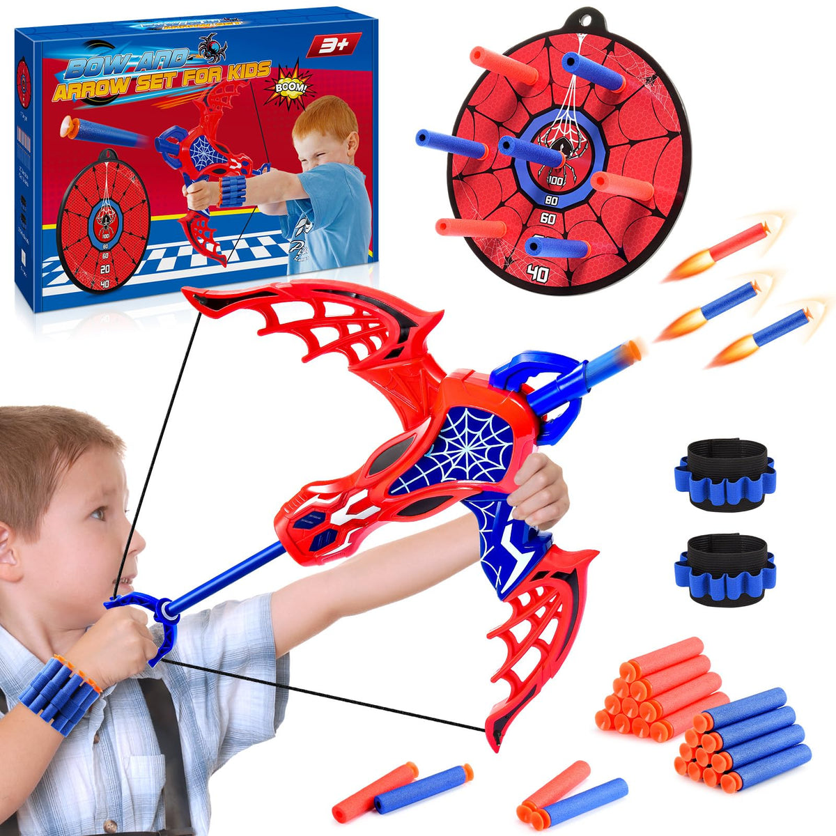 Bow and Arrow for 3-5 Year Old Boys, vicia Kids Outdoor & Indoor Toys for Boys 4-6 Archery Target Set with 20 Foam Suction Cup Boy Gift Age 3 4 5 6 7 8 Kid Games Christmas Birthday Gifts 🍁 All In One Marketplace Canada