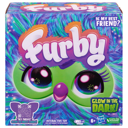 Furby Galaxy Edition, Glow in the Dark, 15 Fashion Accessories, Interactive Plush Toys for 6 Year Old Girls & Boys & Up, Voice Activated Animatronic (English Version)