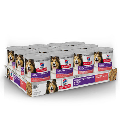 Hill's Science Diet Adult Sensitive Stomach & Skin Canned Dog Food, Salmon & Vegetable Entrée, 12.8 oz, 12 Pack Wet Dog Food 🍁 All In One Marketplace Canada