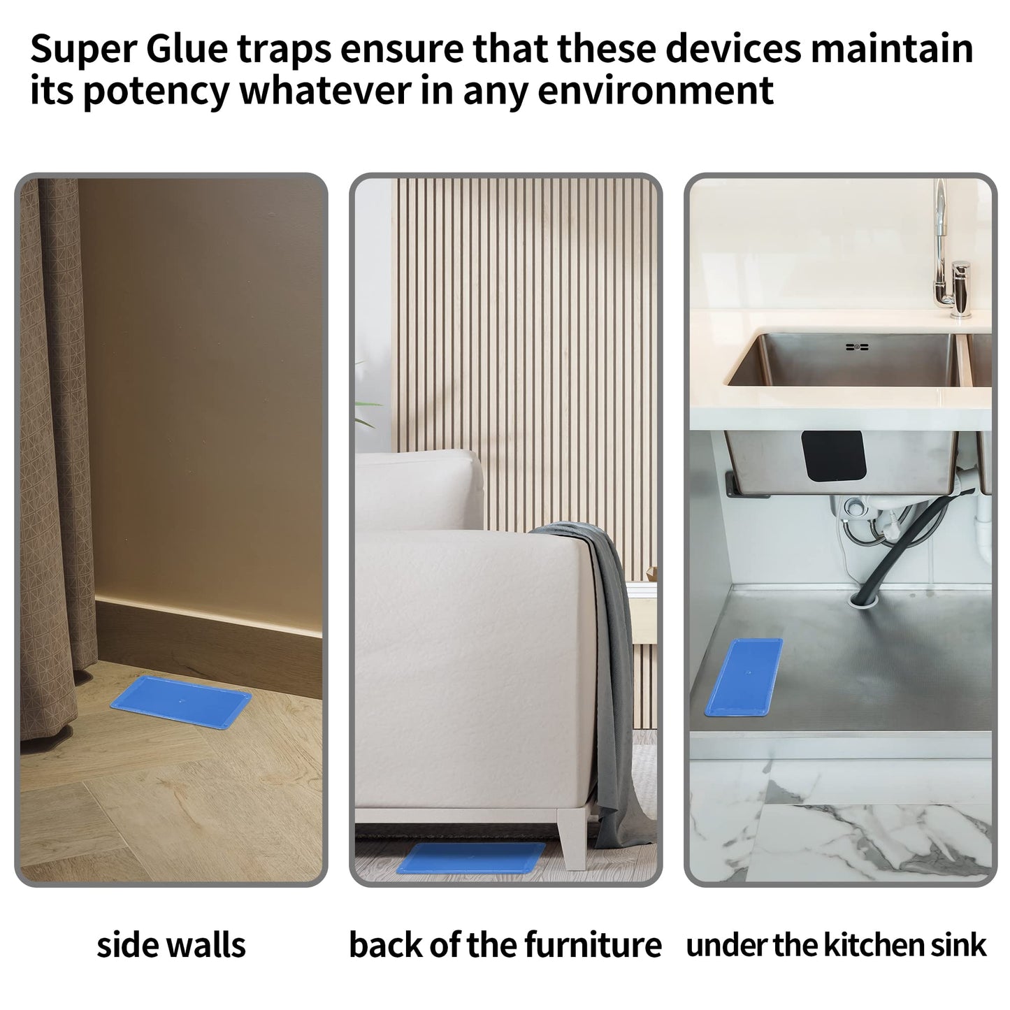 LULUCATCH Mouse Glue Traps 12 Pack, Larger & Heavier Plastic Sticky Glue Traps with Extra-Strong Adhesive for Mice, Rats, Sticky Mouse Trap for Indoor Use, Easy to Set.