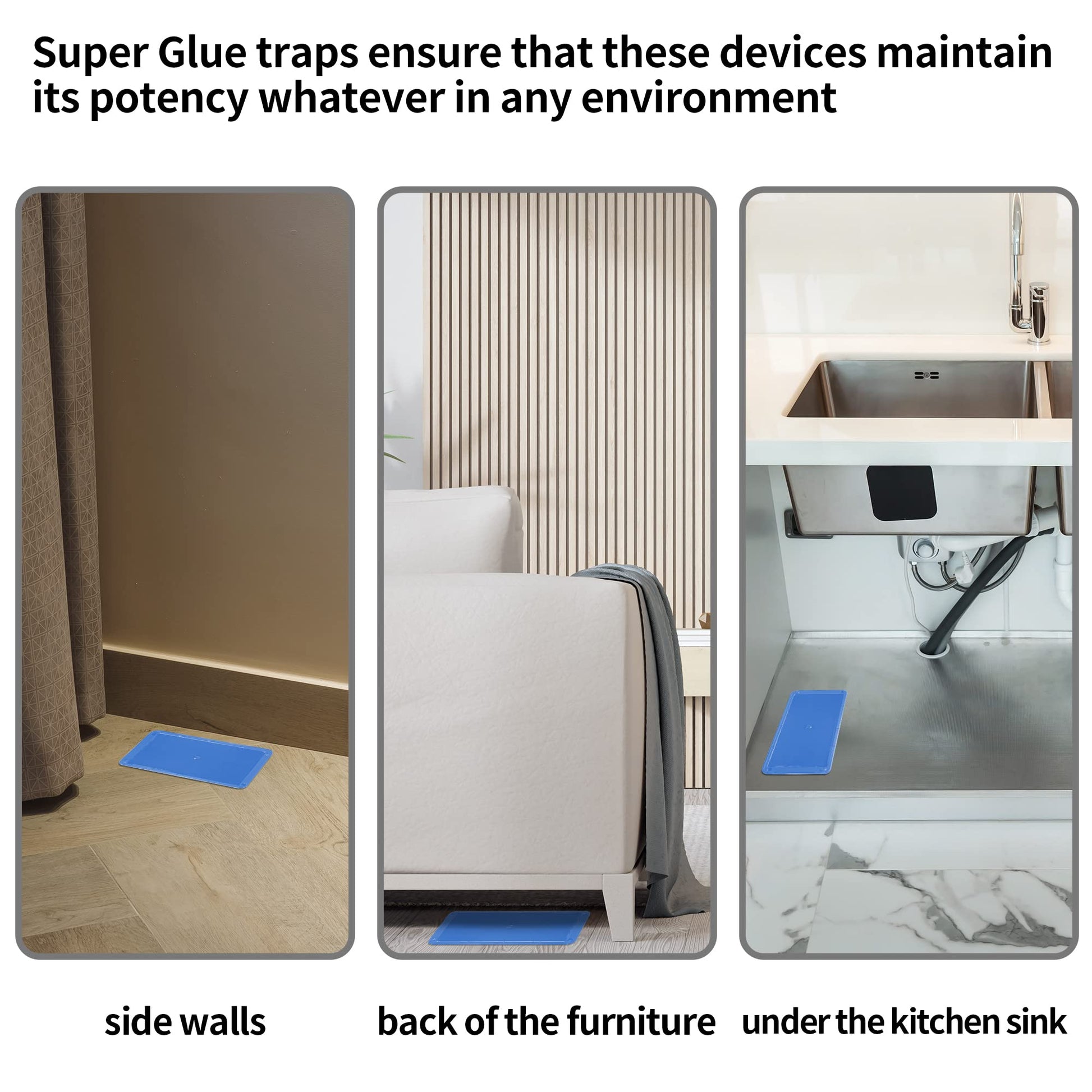 LULUCATCH Mouse Glue Traps 12 Pack, Larger & Heavier Plastic Sticky Glue Traps with Extra-Strong Adhesive for Mice, Rats, Sticky Mouse Trap for Indoor Use, Easy to Set.