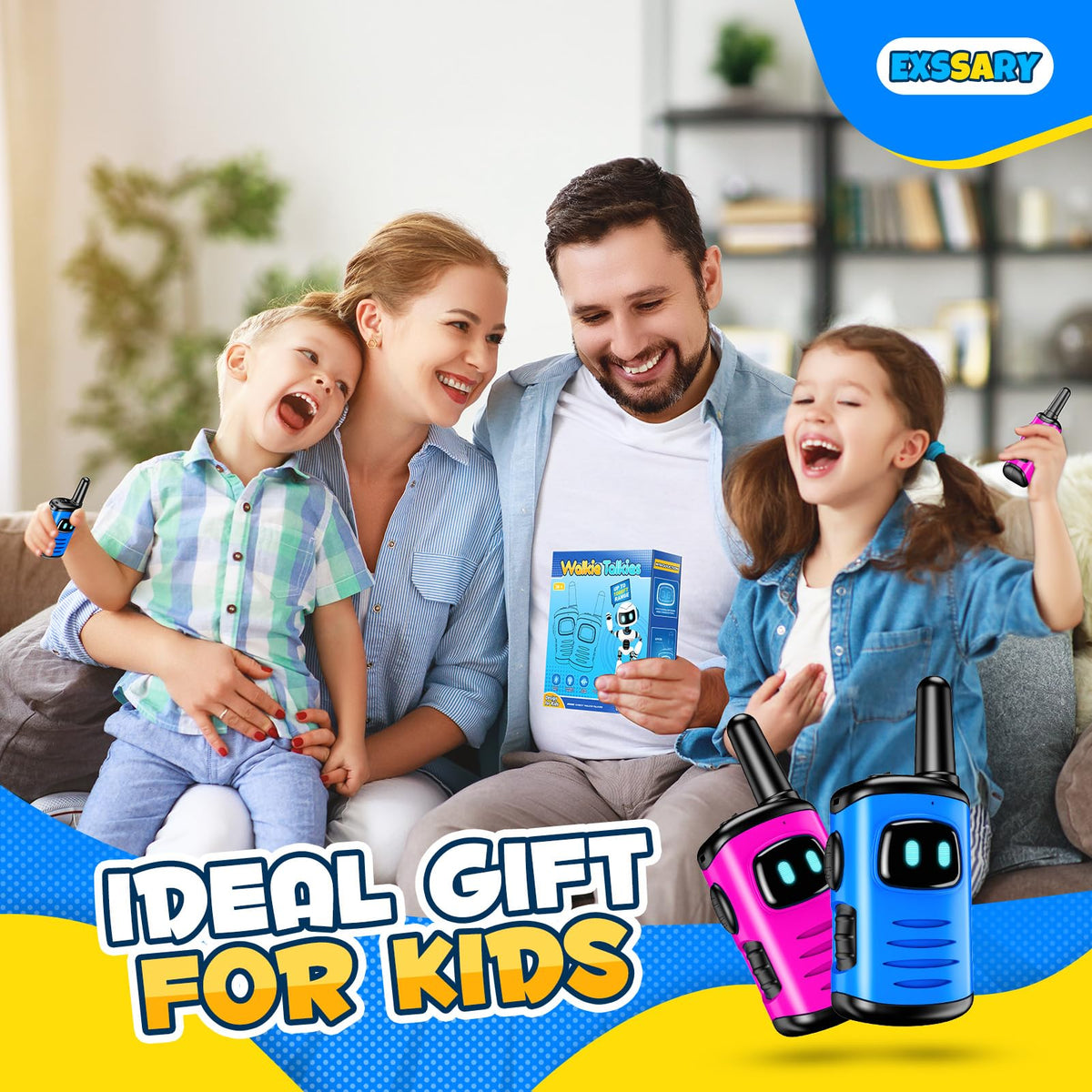 3 4 5 6 Year Old Boy Girl Gifts, Exssary Walkie Talkies for Kids Toys for 3-6 Year Old Boys Girls Christmas Birthday Gifts Walkie Talkie Kids Camping Outdoor Toys Blue & Pink 🍁 All In One Marketplace Canada