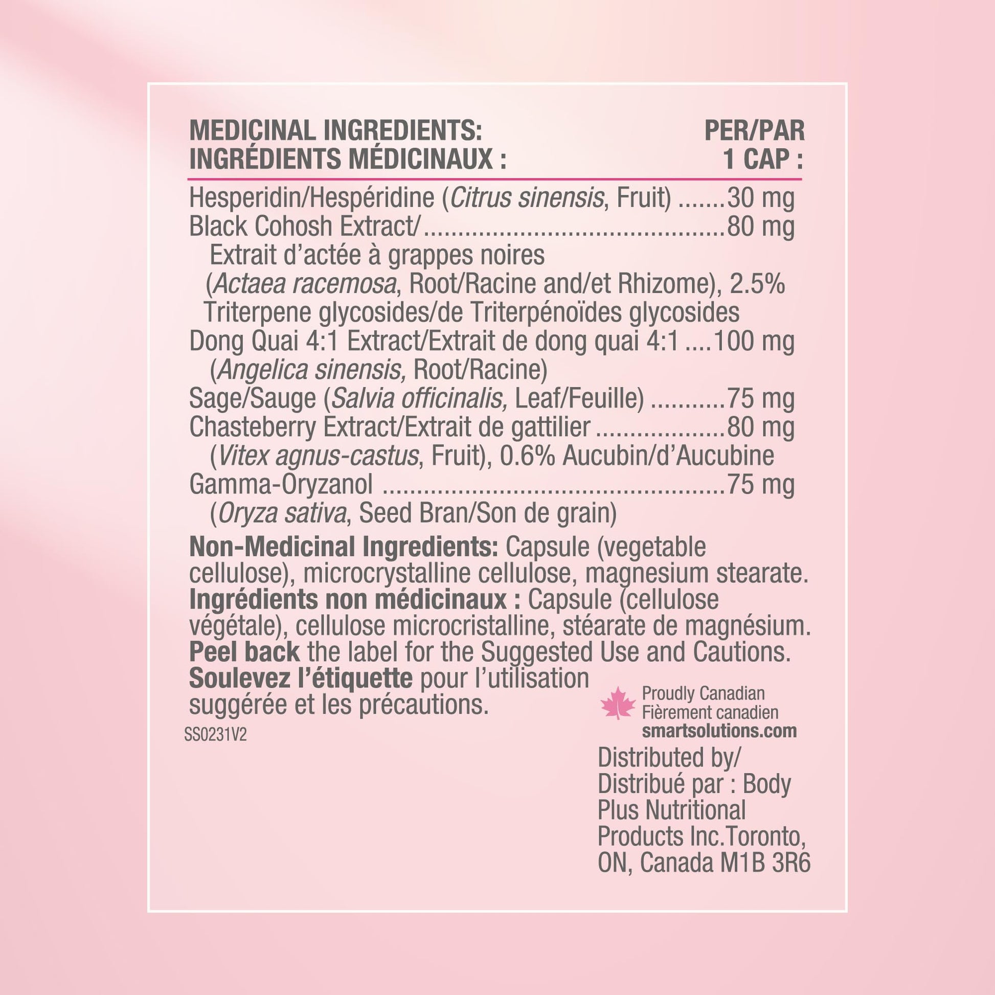 Smart Solutions Menosmart+ Vegetarian Capsules, Reduces Hot Flashes and Night Sweats, Promotes a Calm Mood, and Relieves Menopause Symptoms. With Sage, Black Cohosh, and Chasteberry, Gluten-Free, 120 Count - Available at All In One Marketplace Canada