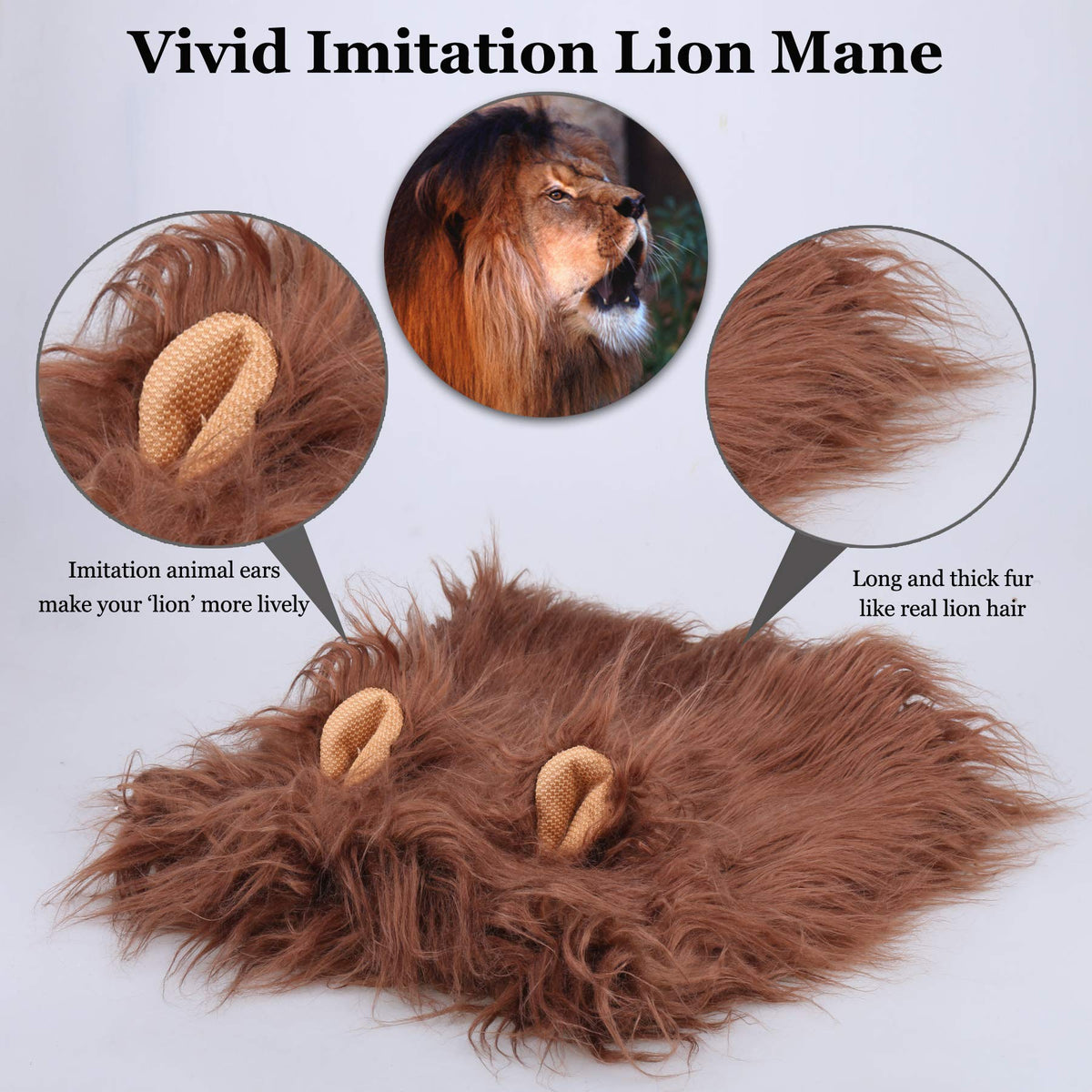 Onmygogo Lion Mane Wig for Dogs with Ears, Funny Pet Costumes for Halloween Christmas (L, Coffee) 🍁 All In One Marketplace Canada