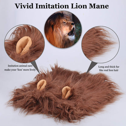 Onmygogo Lion Mane Wig for Dogs with Ears, Funny Pet Costumes for Halloween Christmas (L, Coffee) 🍁 All In One Marketplace Canada