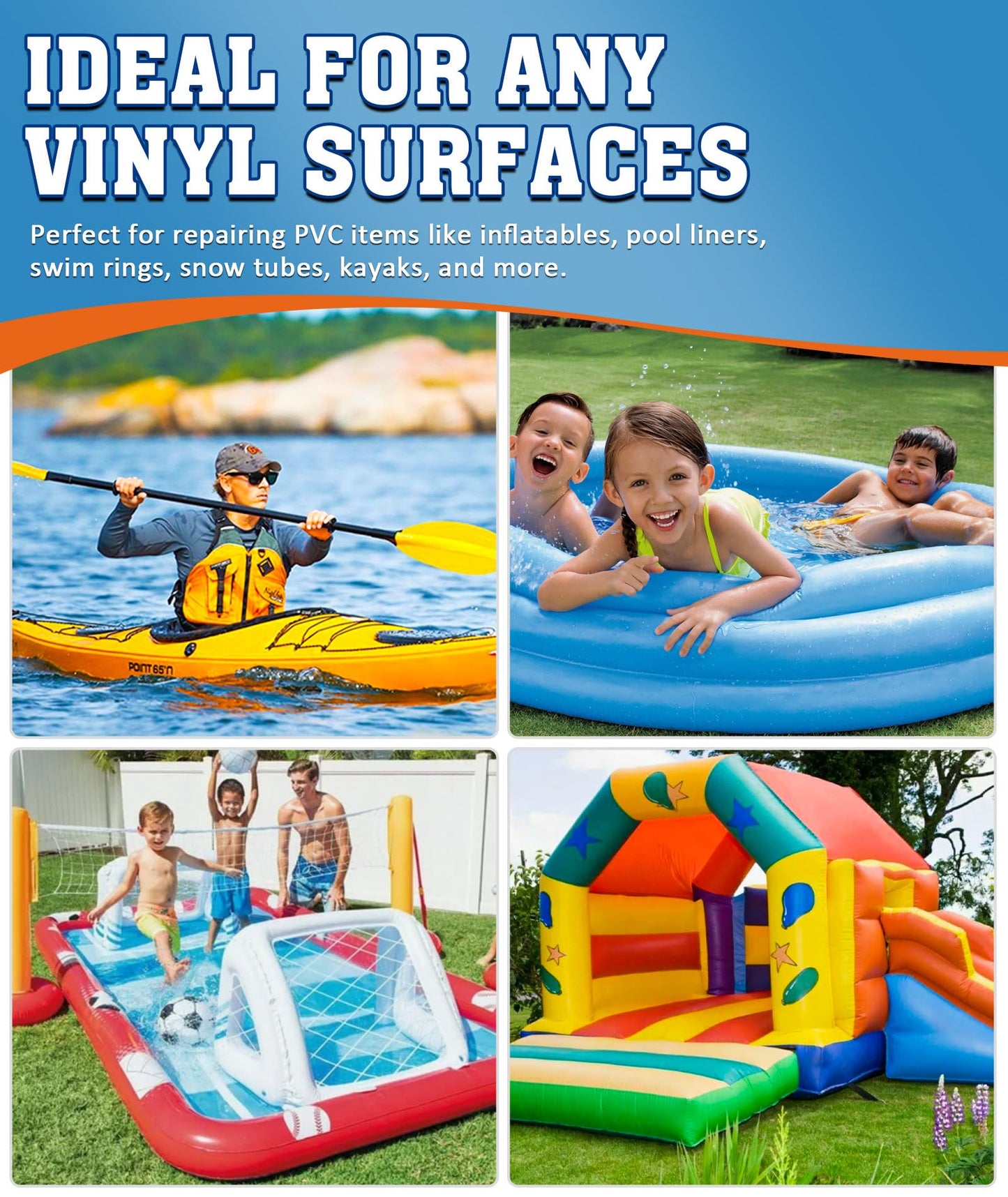 EPN Air Mattress Patch Kit, Waterproof Vinyl Pool Liner Repair Kit for Inflatables, Air Mattress, Swimming Ring, Tent, Bounce House, Inflatable Toys, Hot Tub, PVC Boat, Raft, Kayak (80ml*1)