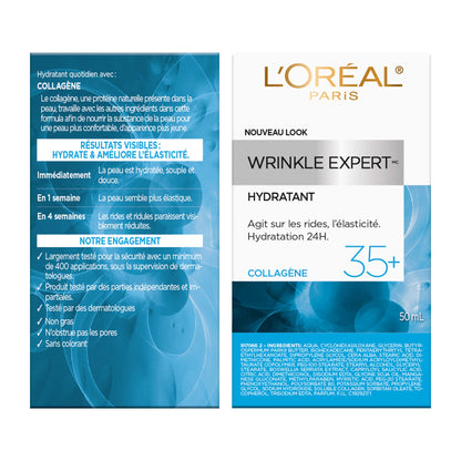 L’Oréal Paris Wrinkle Expert 35+ Anti Aging Day Face Moisturizer & Night Face Cream, Collagen Cream for Face to Reduce the Look of Wrinkles, Provides 24HR Hydration, 50mL