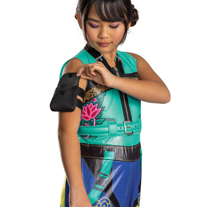 K-Pop Demon Hunters Zoey Costume, Official Halloween Jumpsuit and Arm Accessory Outfit, Kids Size (10-12)