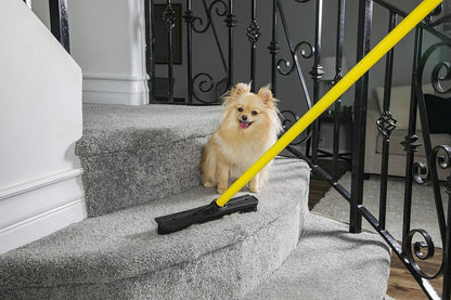FURemover Broom SW-250I-AMZ-6, Pet Hair Removal Tool with Squeegee & Telescoping Handle That Extends from 3-5', Black & Yellow,1 Count (Pack of 1) FURemover