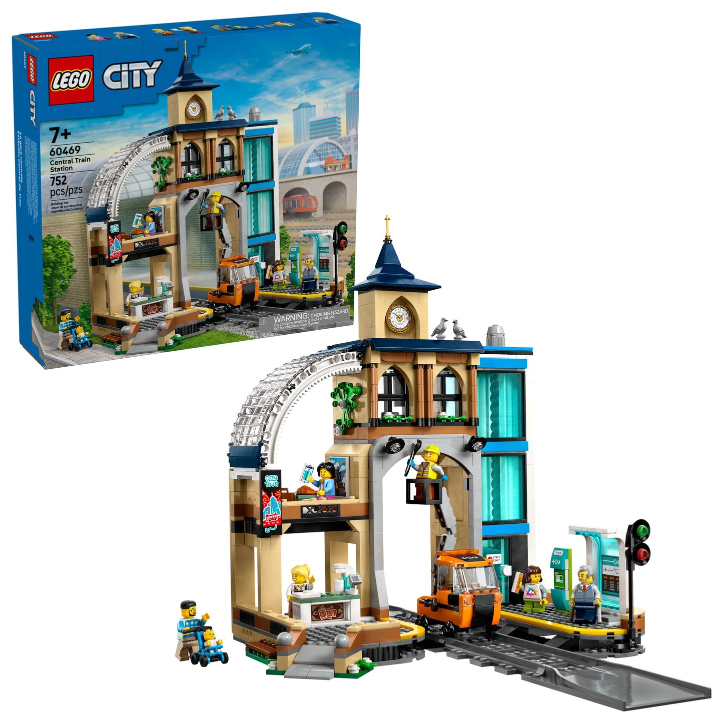 LEGO City Central Train Station Building Toy - Multi-Level Pretend Play Set for Boys & Girls, Ages 7+ - Building Blocks for Kids - Gift Idea for Birthdays - 60469 LEGO