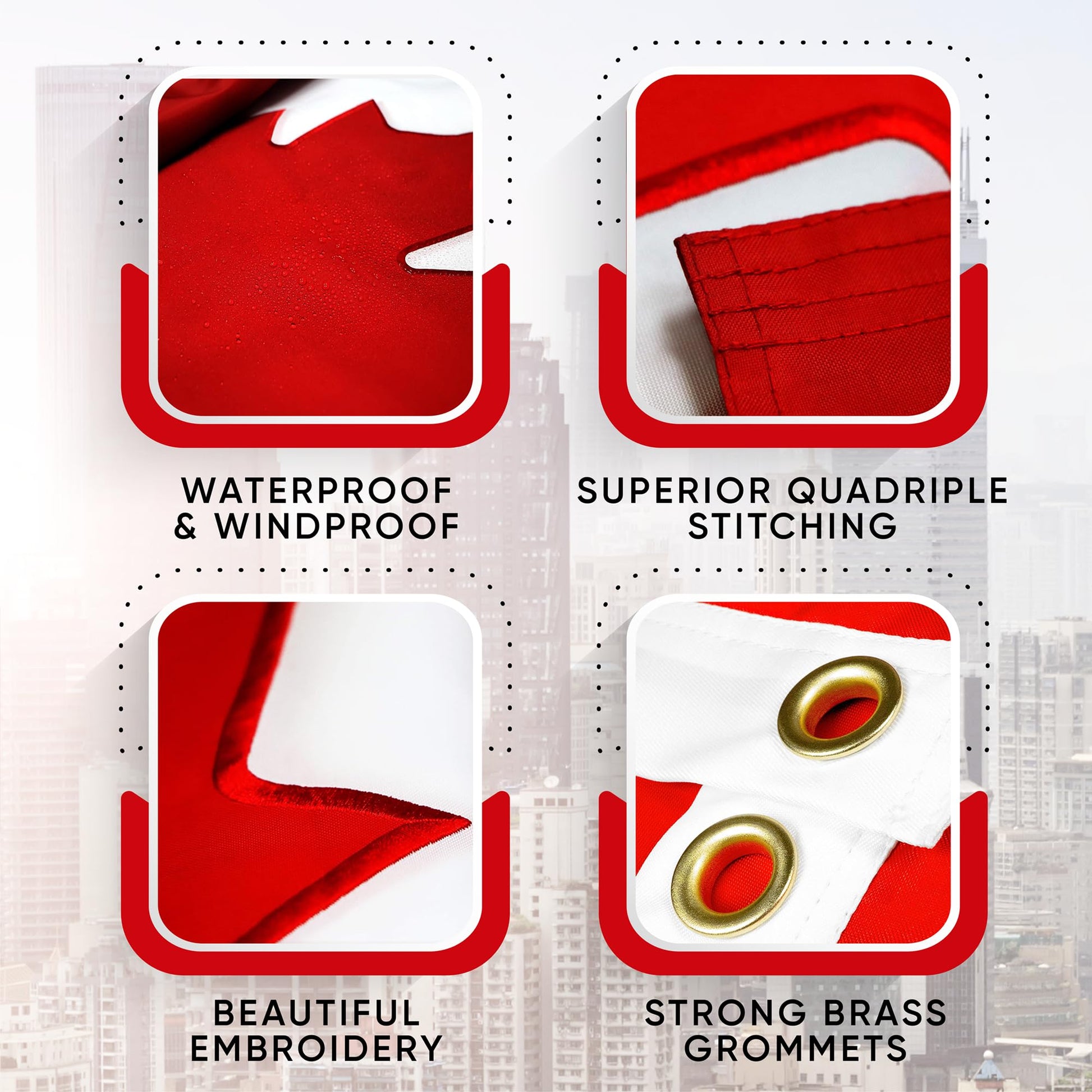 ByFloProducts Premium Canada Flag - Canadian Flags 3x5 Feet Outdoor Heavy Duty - Durable Nylon, Embroidered Maple Leaf, Quadruple Stitched, Vivid Colors - Available at All In One Marketplace Canada