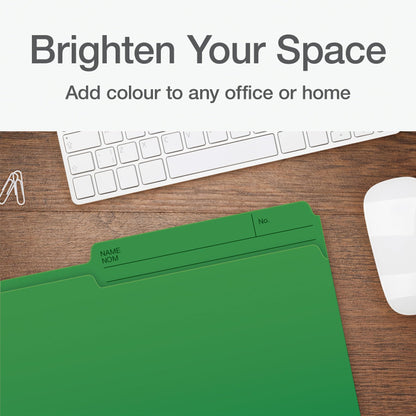Pendaflex File Folders - Green Colour File Organizers, 1/2 Cut Tab, Legal Size, Durable Paper Stock, 100/Box, Ideal for Office, Home, and School Organization