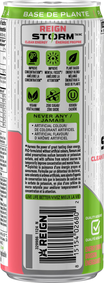 REIGN STORM, Strawberry Guava, 355 mL Cans (12 Pack) – Clean Energy Drink, Zero Sugar, Plant-Based, Vegan