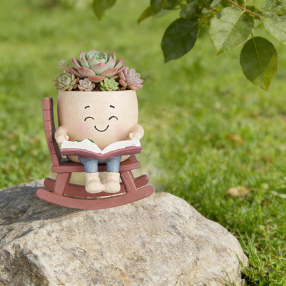 Rocking Chair Smiley Face Planter with Drainage Hole(1pcs TYPE7) 🍁 All In One Marketplace Canada