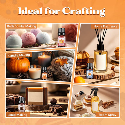 Bakery Essential Oils Set, Fragrance Oil for Diffuser, Fall Candle Scents for Candle & Soap Making, Pumpkin Pie, Cream Vanilla, Gingerbread,Cinnamon Sugar Donut, Cake More 10x5ml 🍁 All In One Marketplace Canada